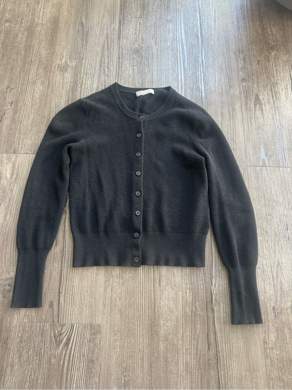 J. Crew Black Crewneck Button Cardigan